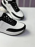 Кросівки жіночі чорно-білий шкіряні повсякденні демісезонні спортивні, фото 9