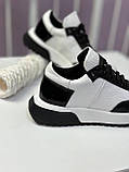 Кросівки жіночі чорно-білий шкіряні повсякденні демісезонні спортивні, фото 5