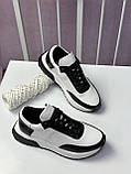 Кросівки жіночі чорно-білий шкіряні повсякденні демісезонні спортивні, фото 7