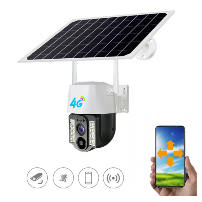 Бездротова камера зовнішнього спостереження V380 PRO на сонячній батареї 4G IP66 1080P H.265 PTZ, SM-360, фото 1
