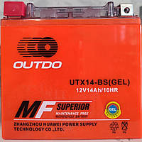 Мото акумулятор OUTDO  UTX14-BS 12V 14 A/ч GEL лівий плюс