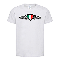Белая детская футболка Италия в сердце (26-8-7-білий)
