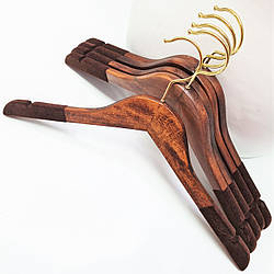 Вішалки плічка дерев'яні з оксамитовим плечем Італія VIP, 44 см