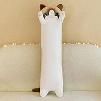 Мягкая игрушка Кот батон 50 см серый, кот игрушка для детей, игрушка для объятий и сна