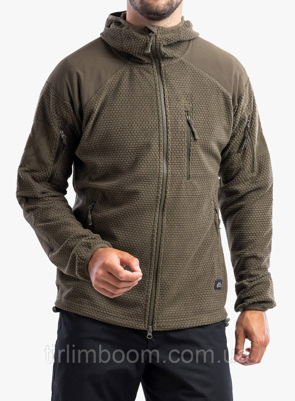 Флісова кофта з капюшоном Helikon-Tex Alpha Hoodie Grid Fleece alpha green Xs