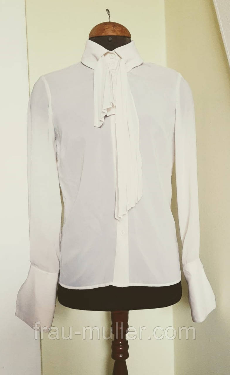 Блузка женская молочная с галстуком -плиссе 36 38 Sinequanone - фото 2 - id-p2184961626