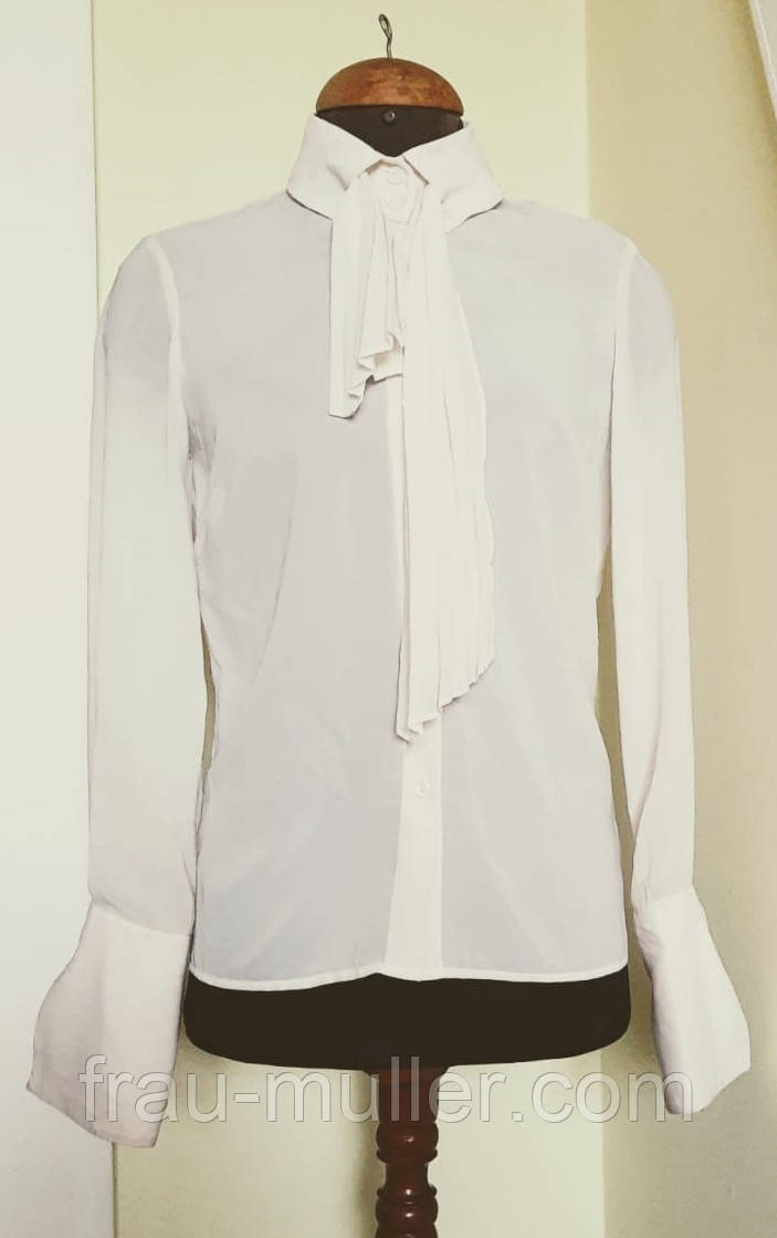 Блузка женская молочная с галстуком -плиссе 36 38 Sinequanone - фото 1 - id-p2184961626