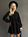 Молодіжне повсякденне коротке плаття, нарядне та зручне, А-силуету, чорне, фото 3