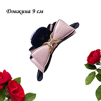 Краб для волосся чорний дуга Бант рожевий Fashion 9 см