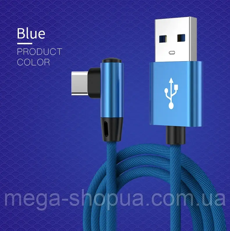 Кабель кутовий 90 градусів для швидкого заряджання телефона смартфона USB — Type-C 1 м зарядний дріт шнур FD732-J