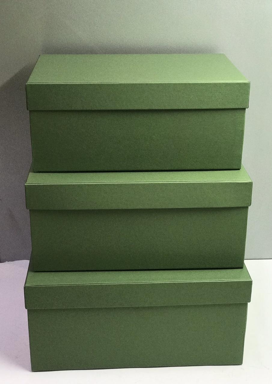 Набір прямокутних коробок з кришками(зелений)