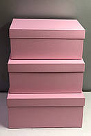 Набір прямокутних коробок з кришками (рожевий)