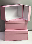Набір прямокутних коробок з кришками (рожевий), фото 2