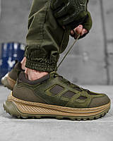 Літні чоловічі зелені тактичні кросівки зелені шкіра, Військові кросівки олива чоловічі для воєнторг ua
