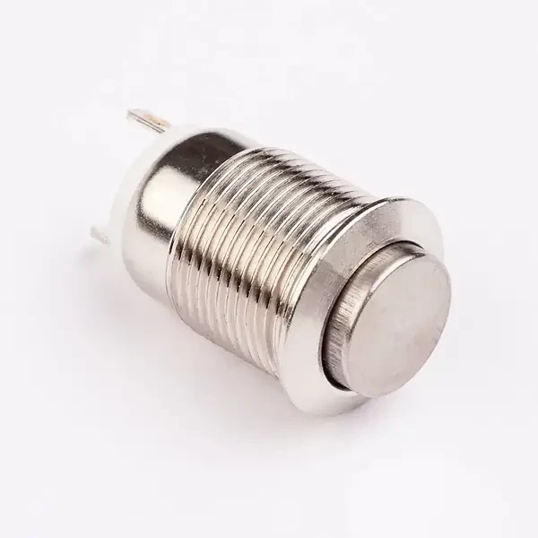 Кнопка антивандальна 12мм без фіксації, 220V, виводи під пайку