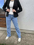 Джинси жіночі в синьому кольорі, якісний денім, на ґудзиках, прямі штани, 34 р., фото 2