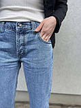 Джинси жіночі в синьому кольорі, якісний денім, на ґудзиках, прямі штани, 34 р., фото 3