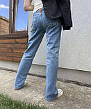Джинси жіночі в синьому кольорі, якісний денім, на ґудзиках, прямі штани, 34 р., фото 7