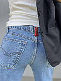 Джинси жіночі в синьому кольорі, якісний денім, на ґудзиках, прямі штани, 34 р., фото 8