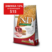 Низкозерновой сухой корм Farmina N&D Low Grain Dog Chicken&Pomegranate Adult Mini для собак мелких пород с