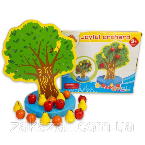 Дерев'яна іграшка Фруктовий сад C221 | Іграшковий набір для дітей Дерево з плодами яблук та груш