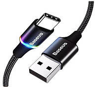 Зарядка USB кабель BASEUS для синхронизации и зарядки Android и других устройств USB Type-C с led подсветкой