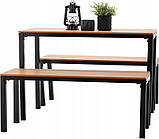 Комплект садових меблів GardenLine MEB0858 коричневий , стіл і дві лавки, фото 4