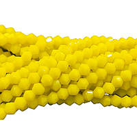 Бусины хрустальные (Биконус) 4 мм пачка 95-100 шт, цвет - желтый матовый
