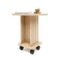 Журнальный деревянный стол на колесах Эверест Визит дуб сонома, кофейный столик на колесиках