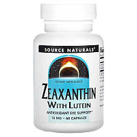 Натуральная добавка Source Naturals Zeaxanthin with Lutein 10 mg, 60 капсул EXP