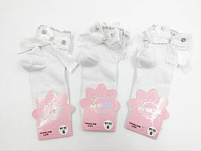 Дитячі  шкарпетки бавовна KBS з бантиком,  для дівчаток  4 пар/уп білі