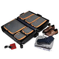 Набір органайзерів для одягу чохлів у валізу для подорожей Booxber сірий з жовтогарячим (BM0104087AN008) LL