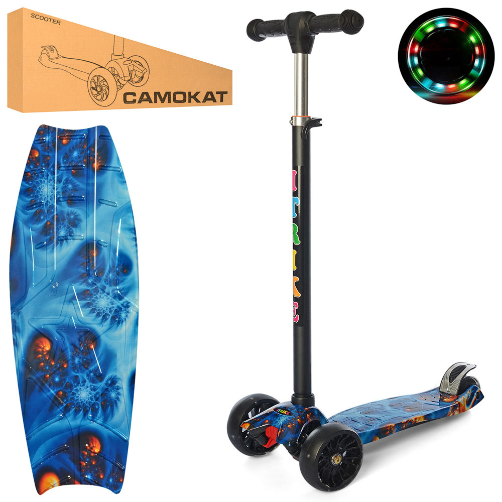 Дитячий триколісний самокат iTrike JR 3-060-22-WP MAXI підсвітка коліс, принт, 3 кольори, фото 1