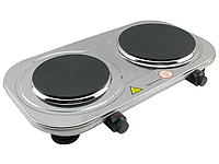 Плита электрическая настольная дисковая двухкомфорочная Rainberg 3500 Вт 5 режимов работы Серая