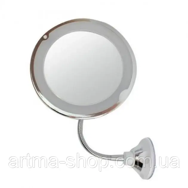 Дзеркало для макіяжу з LED підсвічуванням WOW Flexible Mirror 10X Косметична на присосці та гнучкі ніжки, фото 1