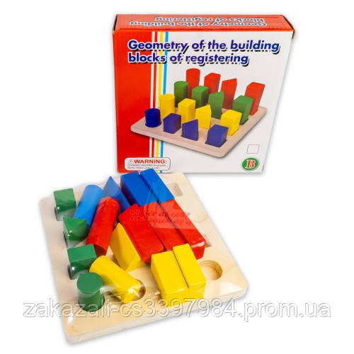 Дерев'яна іграшка Геометричні фігурки для навчання B815 | Іграшковий набір для дітей Геометріка 16 фігур, фото 1