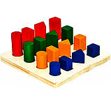 Дерев'яна іграшка Геометричні фігурки для навчання B815 | Іграшковий набір для дітей Геометріка 16 фігур, фото 2