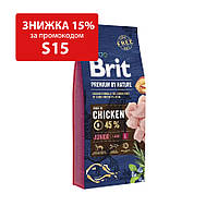 Сухой корм Brit Premium Dog Junior L для щенков и юниоров крупных пород с курицей 15 кг