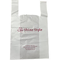 Фірмовий пакет майка Shine Style білий 30х50см