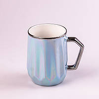 Чашка керамическая в зеркальной глазури Happy Life 450 мл голубой (HPCYM0885BL)