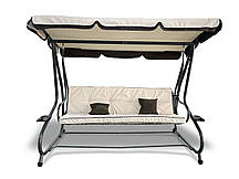 Садова гойдалка двоспальна з підсклянниками та подушками Avko Relax Plus світло-бежева 4-місна