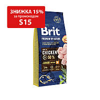 Сухой корм Brit Premium Dog Junior M для щенков и юниоров средних пород с курицей 15 кг