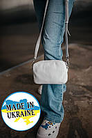 Женская белая качественная сумочка из натуральной кожи, Маленькая кожаная сумка с регулируемым ремешком