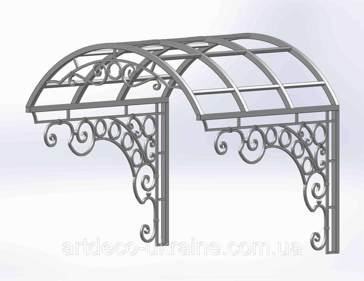Кований навіс, піддашок 1170х1165х1200. КОМПЛЕКТ ЕЛЕМЕНТІВ, фото 1