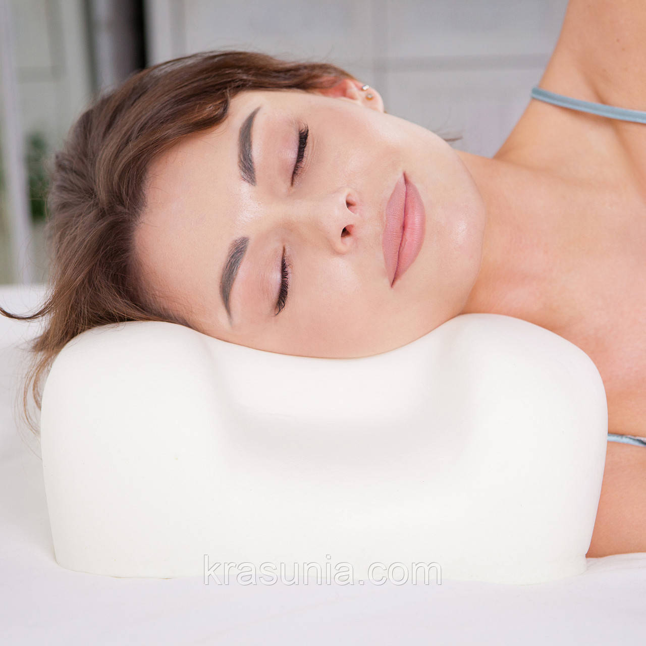 Ортопедическая подушка Beauty Balance от морщин сна и утренней отечности М1 (Memory Foam), тенсел Синий - фото 8 - id-p2185011078