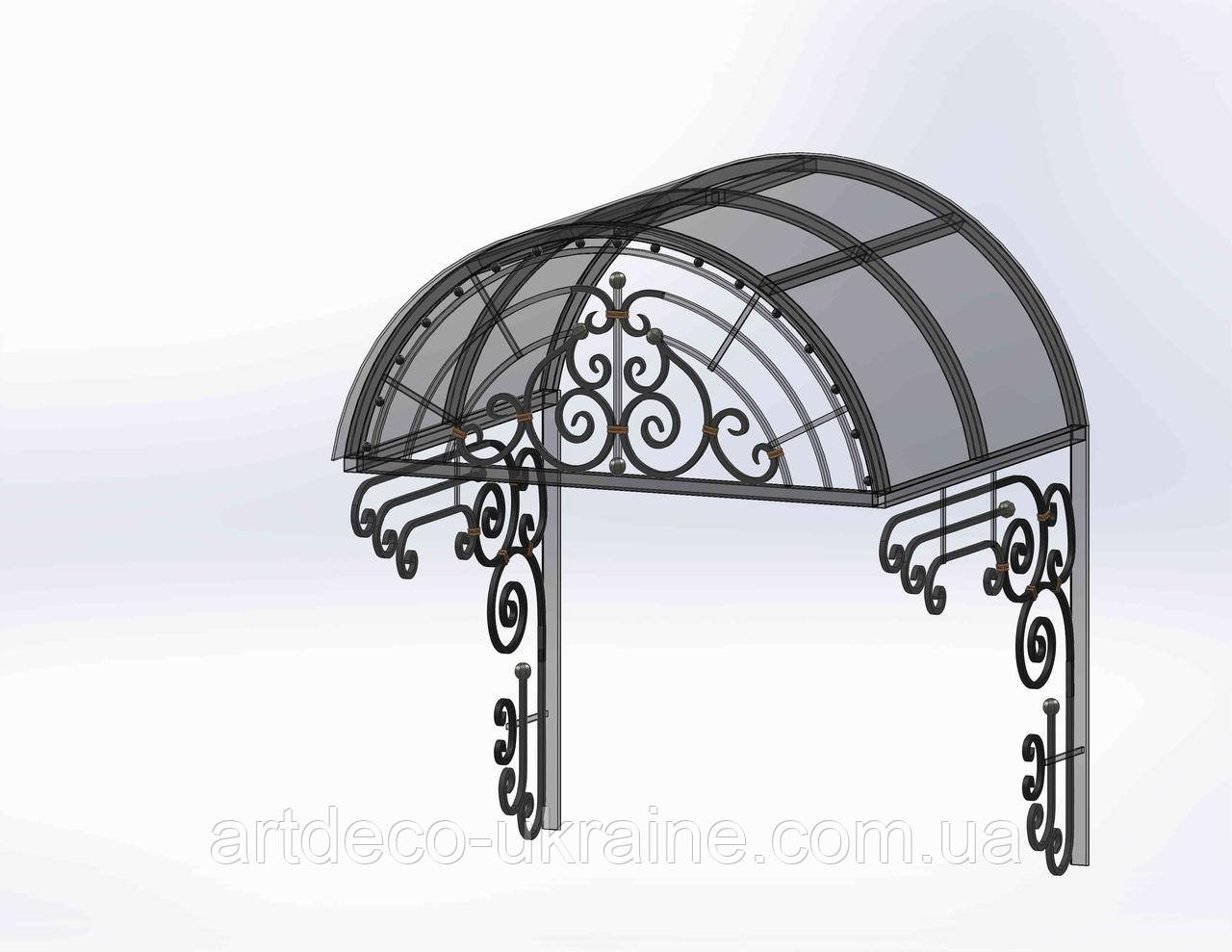 Кований навіс, піддашок. КОМПЛЕКТ ЕЛЕМЕНТІВ 1200х1420х1000, фото 1