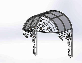 Кований навіс, піддашок. КОМПЛЕКТ ЕЛЕМЕНТІВ 1200х1420х1000
