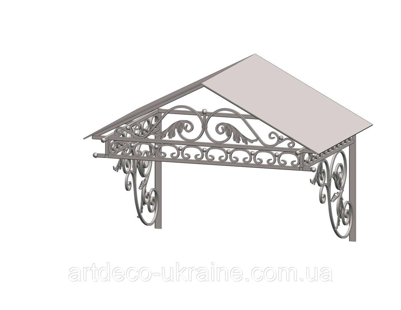 Кований навіс, піддашок 1360х1060х975. КОМПЛЕКТ ЕЛЕМЕНТІВ, фото 1