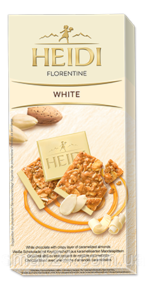 Шоколад білий з карамелізованим шаром мигдалю Heidi Florentine White 100г Румунія