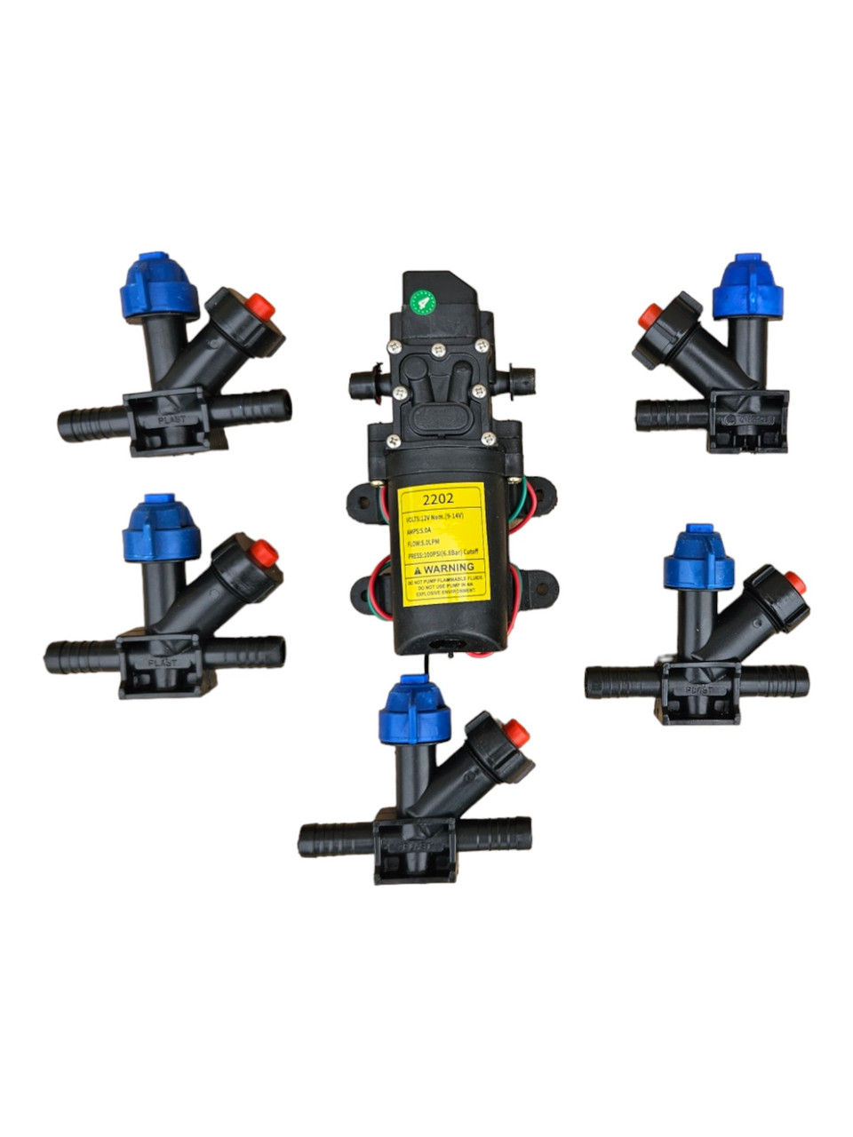 Комплект для саморобного обприскувача 1 насос ( 5 л/хв ) 5 форсунок, фото 1